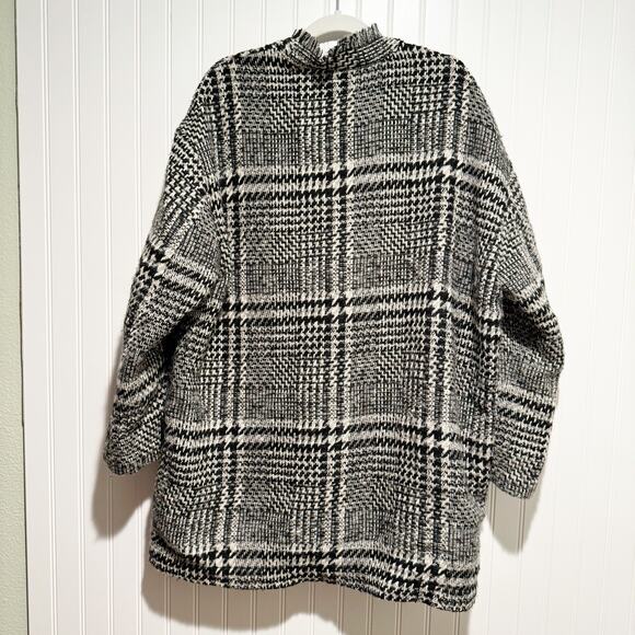 Lucky Brand Black White Tweed Jacket Wool Blend Fringed Edges Size XL - Picture 6 of 6
